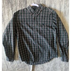 Polo‎ Ralph Lauren Button Dow. Long Shirt Green/Black-Plaid Size L